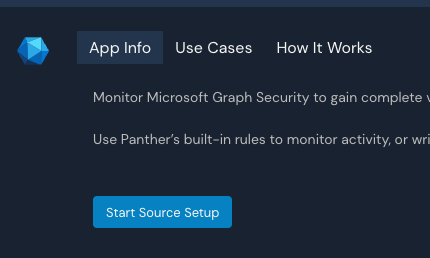 Brief description of the Microsoft Graph source with a "Start Source Setup" button