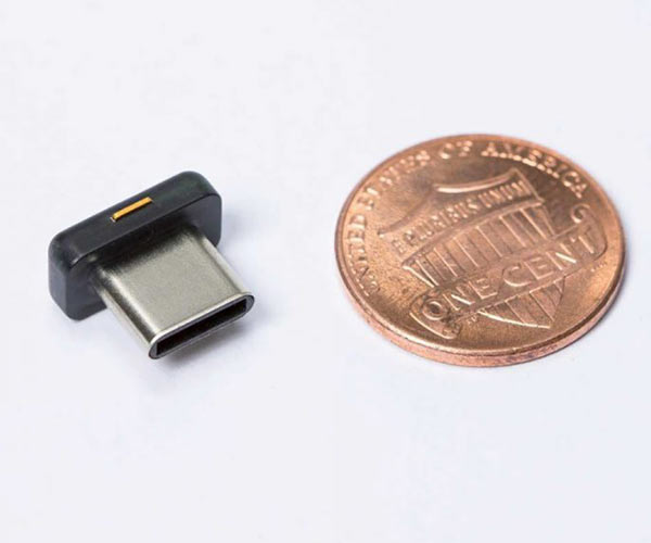 Yubikey 5c Nano with a penny for scale