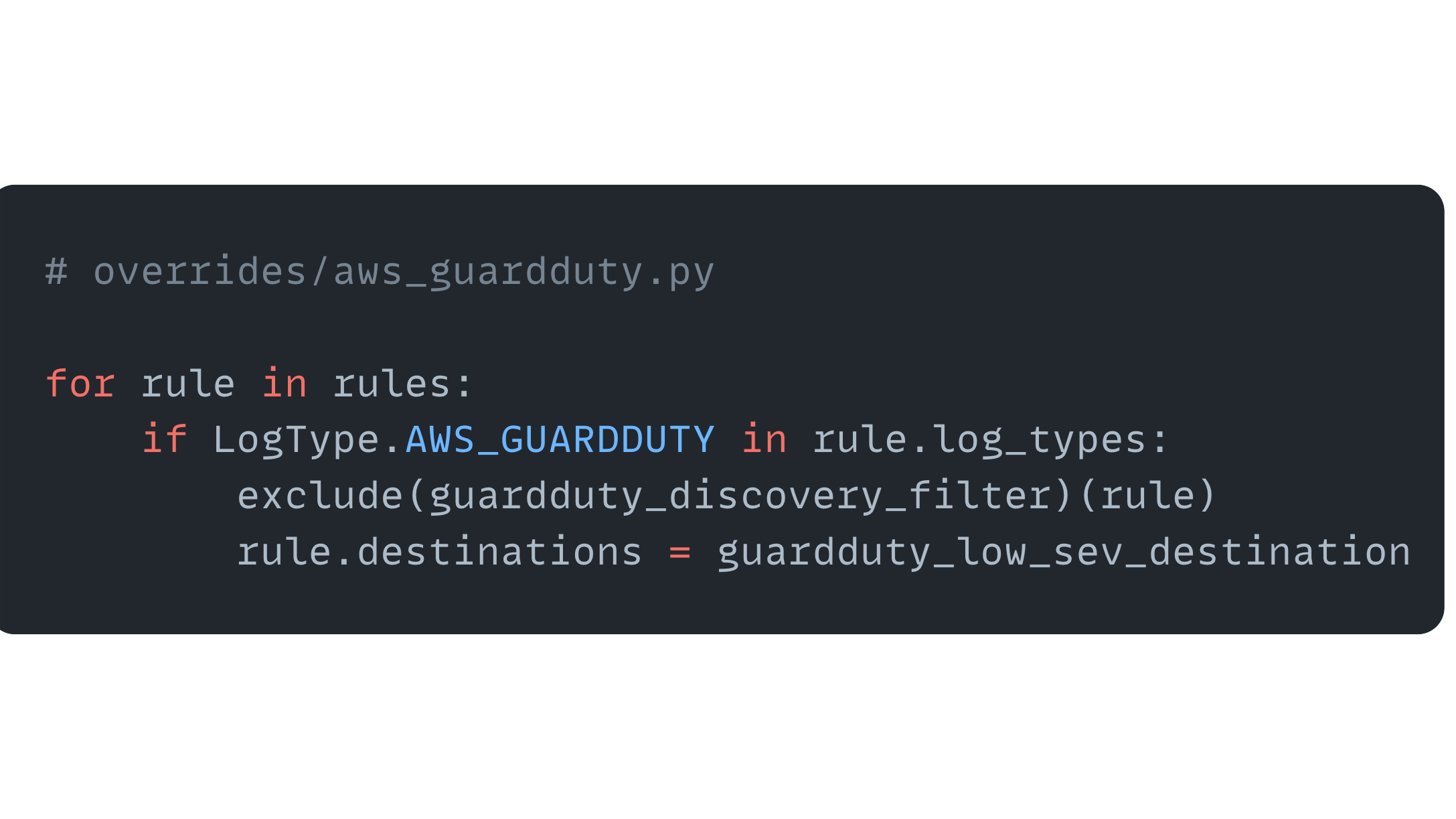 applying a routing filter to GuardDuty rules